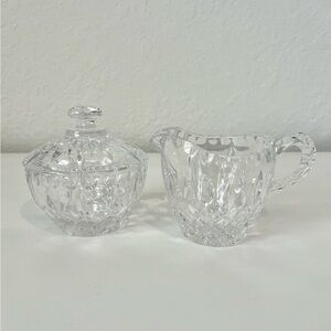 Vintage Gorham King Edward‎ Crystal Creamer and Lidded Sugar Bowl Set